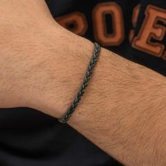 Gümüş Kazaziye Örgü Bileklik 19 cm