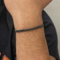 Gümüş Kazaziye Örgü Bileklik 19 cm