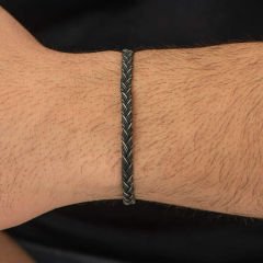 Gümüş Kazaziye Örgü Bileklik 19 cm