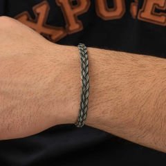 Gümüş Kazaziye Örgü Bileklik 21 cm