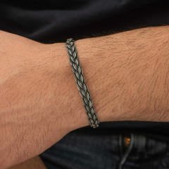 Gümüş Kazaziye Örgü Bileklik 21 cm