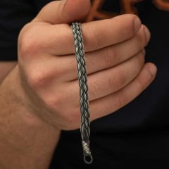 Gümüş Kazaziye Örgü Bileklik 21 cm