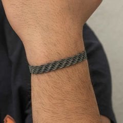 Gümüş Kazaziye Örgü Bileklik 21 cm