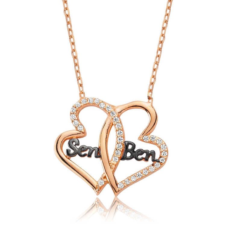 Gümüş Kalpli Sen Ben Bayan Kolye