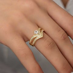 Gümüş Gold Tek Taş Kadın Yüzük 14