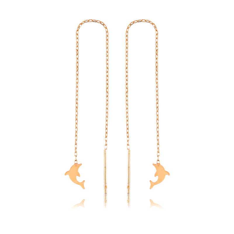 Gümüş Zincirli Yunus Balığı Küpe