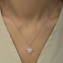 Gümüş Lila Taşlı Umut Çiçeği Kolye