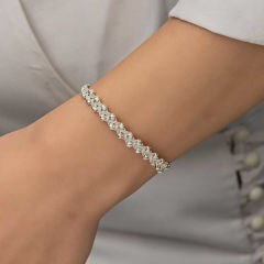 Gümüş Kazaziye Örgü Bileklik 19 cm
