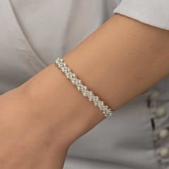 Gümüş Kazaziye Örgü Bileklik 19 cm