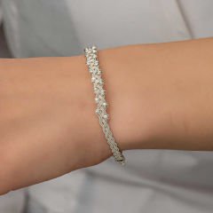 Gümüş Kazaziye Örgü Bileklik 19 cm