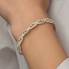 Gümüş Kazaziye Örgü Bileklik 18 cm