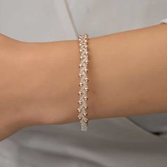 Gümüş Kazaziye Örgü Bileklik 17 cm
