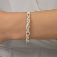 Gümüş Kazaziye Örgü Bileklik 18 cm