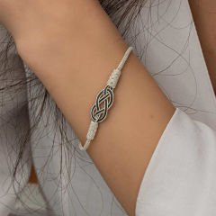 Gümüş Kazaziye Örgü Bileklik 19 cm