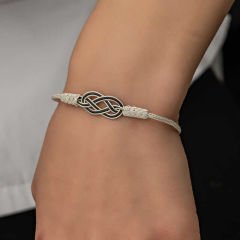 Gümüş Kazaziye Örgü Bileklik 19 cm