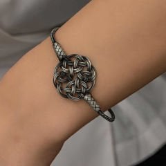 Gümüş Kazaziye Örgü Bileklik 17 cm