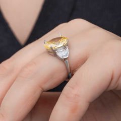 Gümüş Sitrin Zirkon Taşlı Kadın Yüzük 11