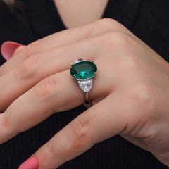 Gümüş Yeşil Renk Paraiba Taşlı Kadın Yüzük 10