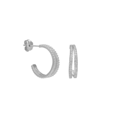 Çift Halka Küpe 717080 Silver