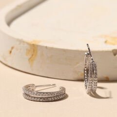 Çift Halka Küpe 717080 Silver