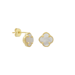 Beyaz Opal Yonca Küpe 717063 Gold