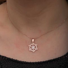 Gümüş Rose Kar Tanesi Kadın Kolye
