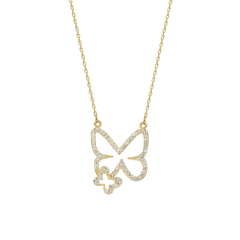 İki Kelebek Kolye 718911 Gold