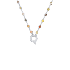 Renkli Taşlı Zincir 718922 Silver
