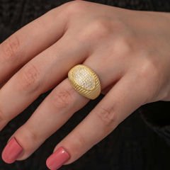 Gümüş Gold Zirkon Taşlı Kadın Yüzük 8