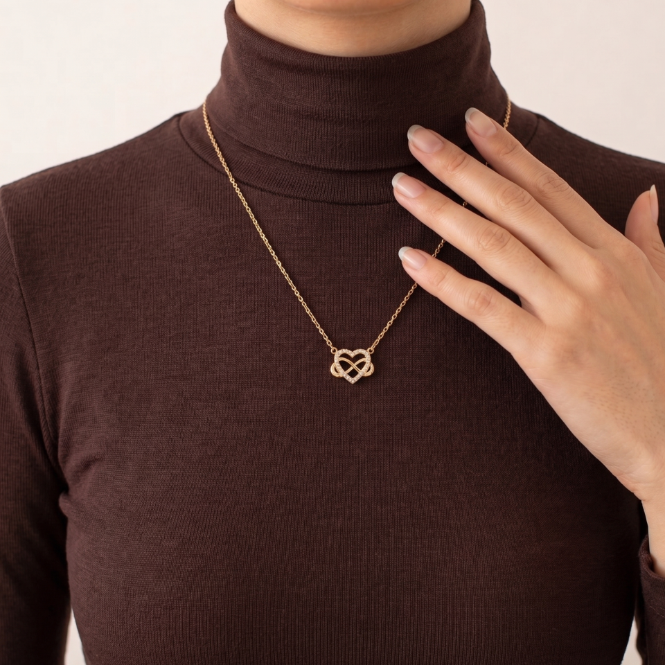 Kalp ve Sonsuzluk Kolye 718004 Gold