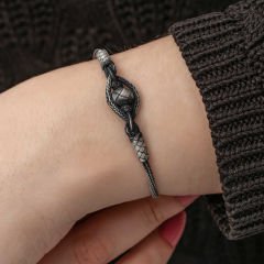 Gümüş Kazaziye Örgü Bileklik 19 cm