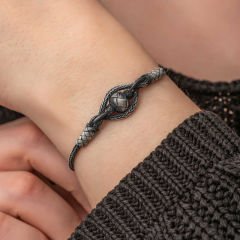 Gümüş Kazaziye Örgü Bileklik 19 cm