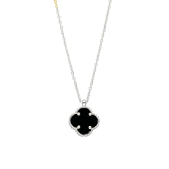 Siyah Yonca Kolye 718942 Gold