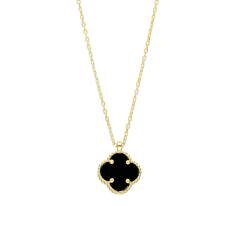 Siyah Yonca Kolye 718942 Gold