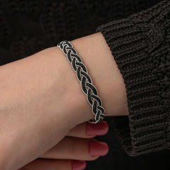 Gümüş Kazaziye Örgü Bileklik 18 cm