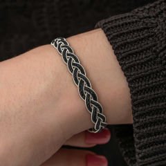 Gümüş Kazaziye Örgü Bileklik 18 cm