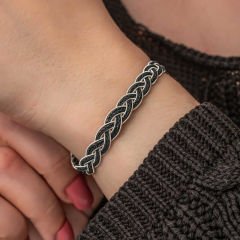 Gümüş Kazaziye Örgü Bileklik 18 cm