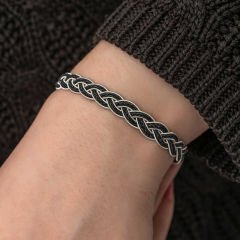 Gümüş Kazaziye Örgü Bileklik 18 cm