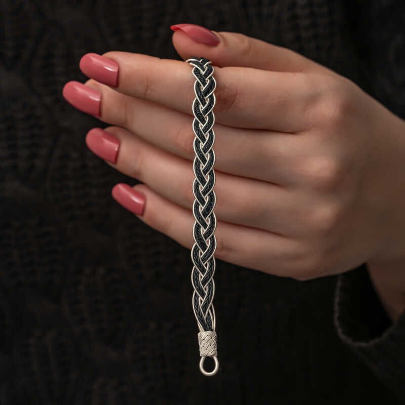 Gümüş Kazaziye Örgü Bileklik 18 cm