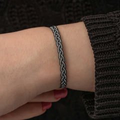 Gümüş Kazaziye Örgü Bileklik 18 cm