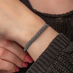 Gümüş Kazaziye Örgü Bileklik 18 cm