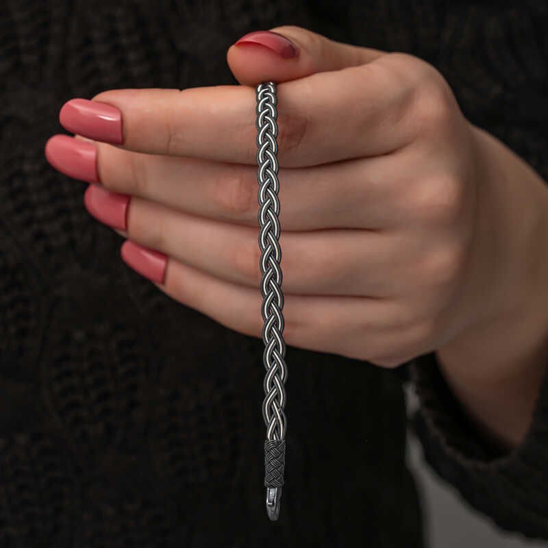 Gümüş Kazaziye Örgü Bileklik 18 cm