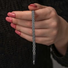 Gümüş Kazaziye Örgü Bileklik 18 cm
