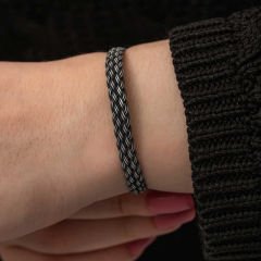 Gümüş Kazaziye Örgü Bileklik 18 cm
