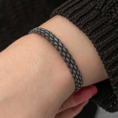 Gümüş Kazaziye Örgü Bileklik 18 cm