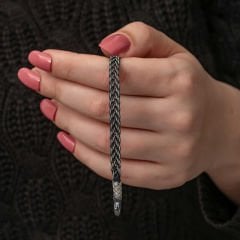 Gümüş Kazaziye Örgü Bileklik 21 cm