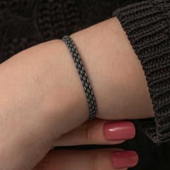 Gümüş Kazaziye Örgü Bileklik 18 cm