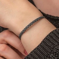 Gümüş Kazaziye Örgü Bileklik 18 cm