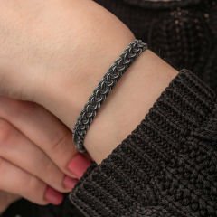 Gümüş Kazaziye Örgü Bileklik 19 cm