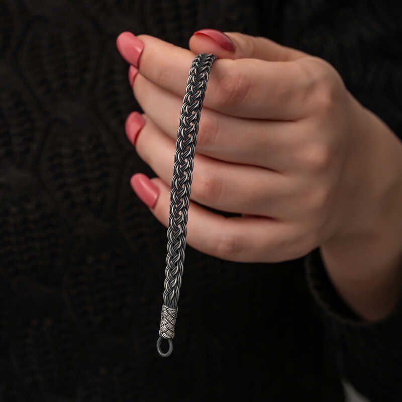 Gümüş Kazaziye Örgü Bileklik 19 cm